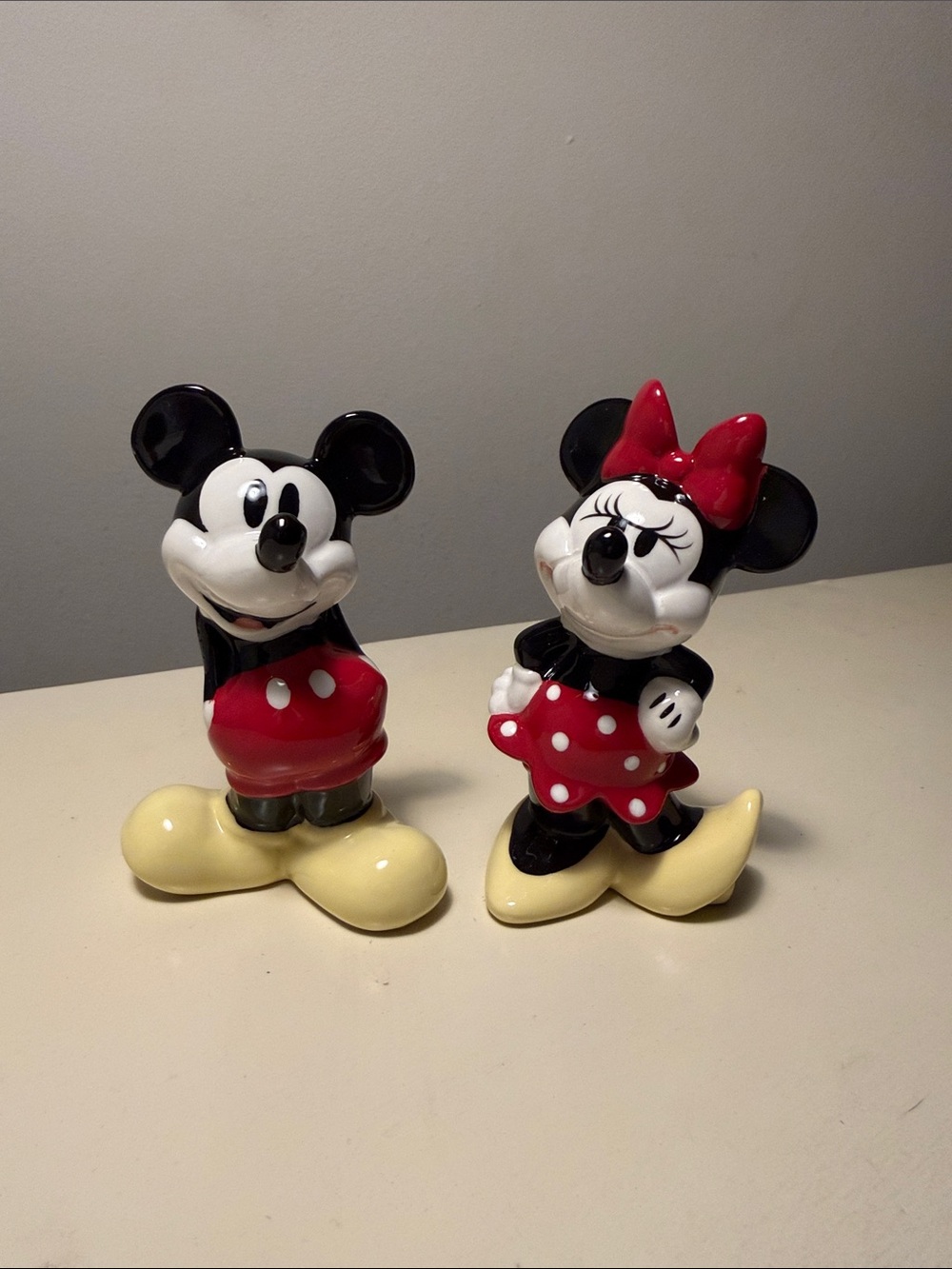 Disney Mickey & Minnie Ceramic Figurines - Red, Black, Cream